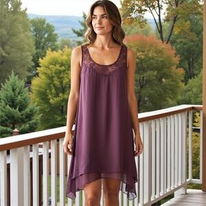 H Trend Silk Asymmetric Shift Dress XS Italy Fairy Grunge Crochet Boho Lagenlook
